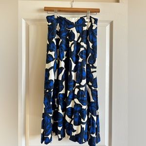 Banana Republic Blue & White A-Line Midi Skirt Sz 4 Excellent Condition